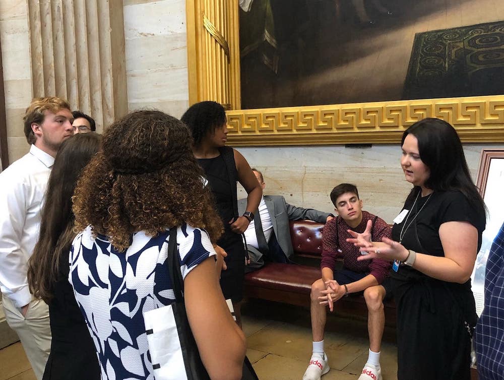 Emma gives a tour of the capital building