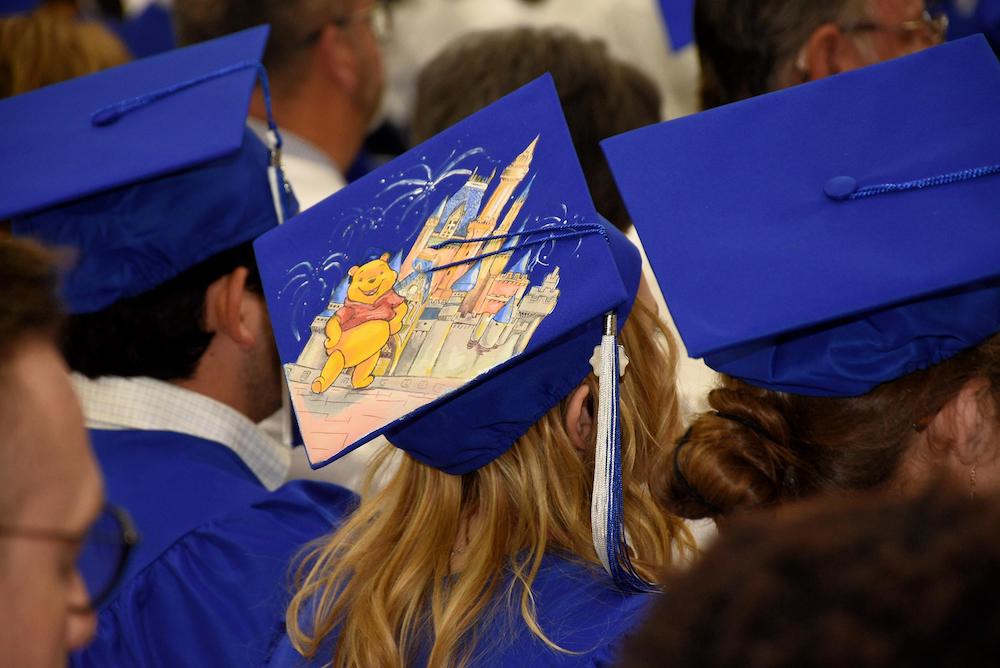 Nicole's graduation cap with a painted Disney World on top