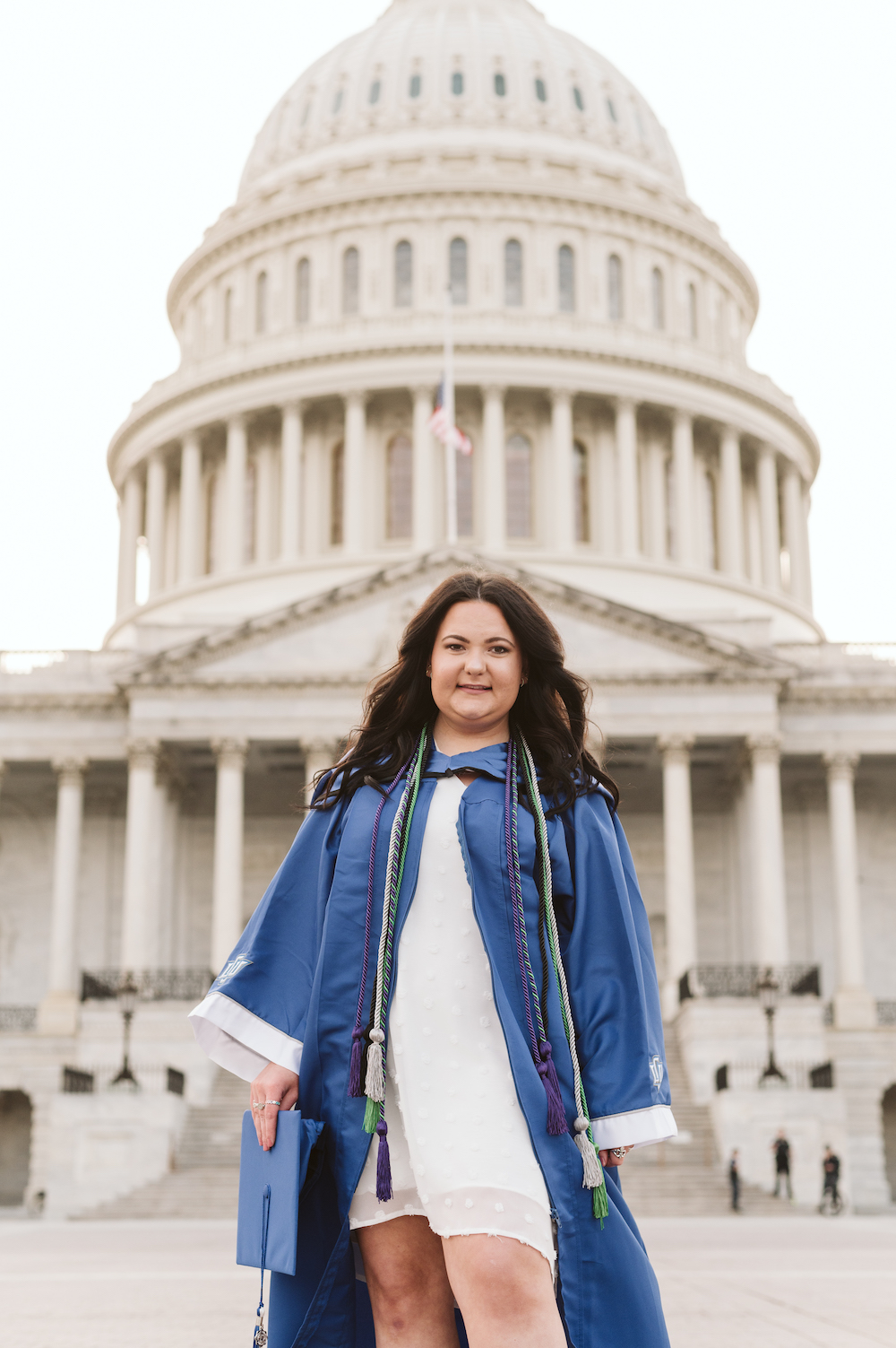 Emma poses on the steps of the US Capital