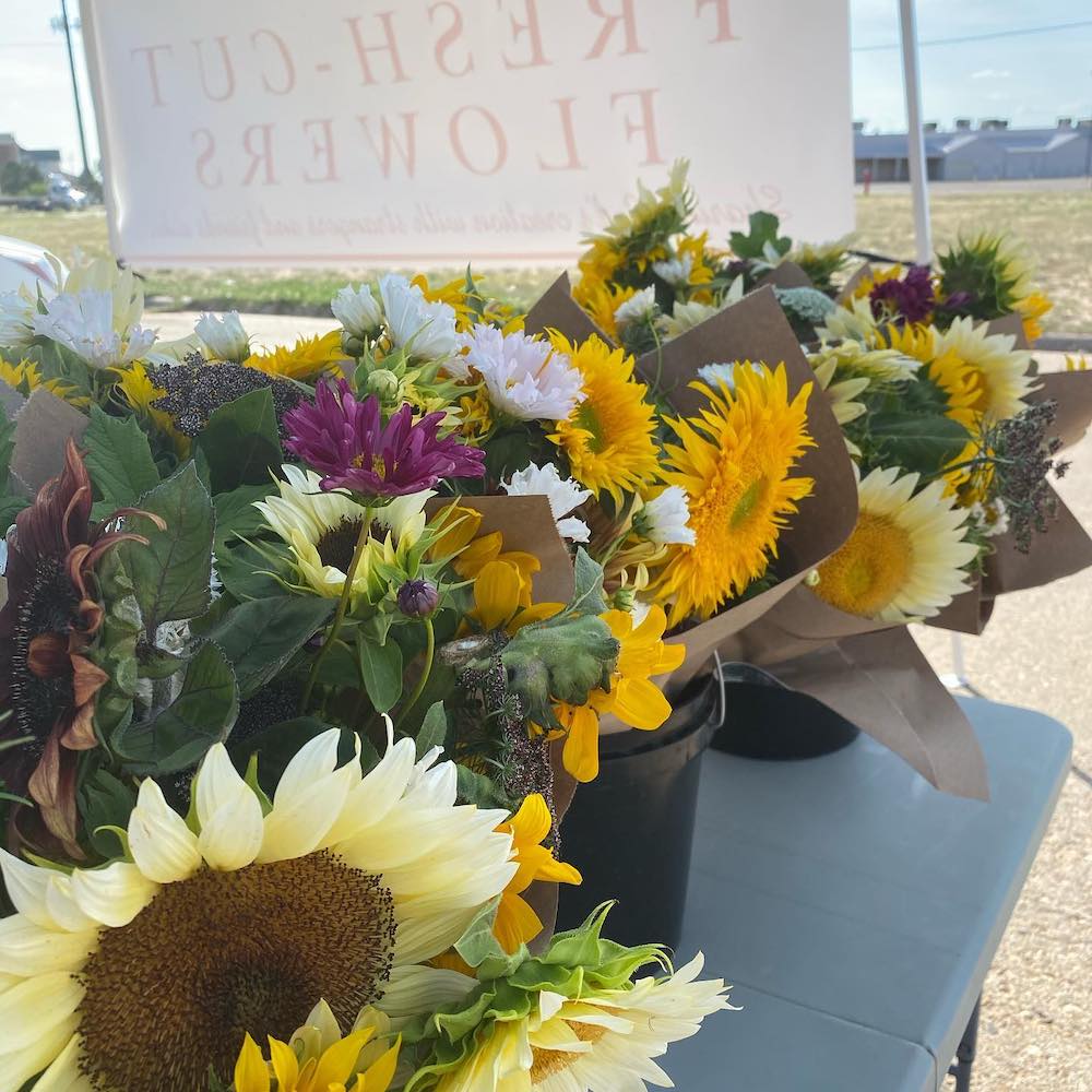 A table of flower arrangements