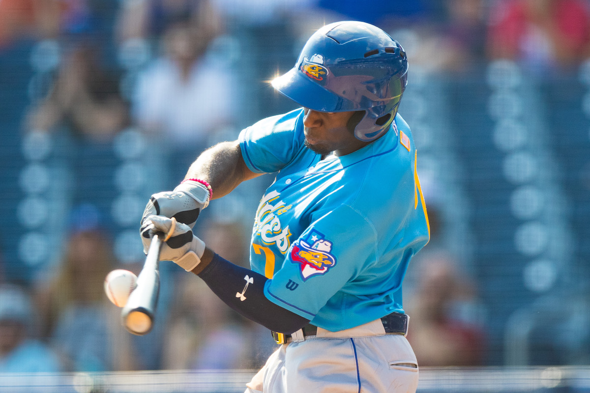 A Sod Poodles hitter connects with the baseball