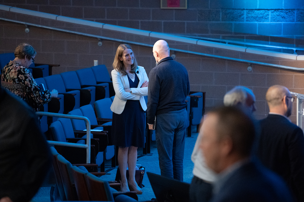 Dr. Dirckx fielding questions after the lecture