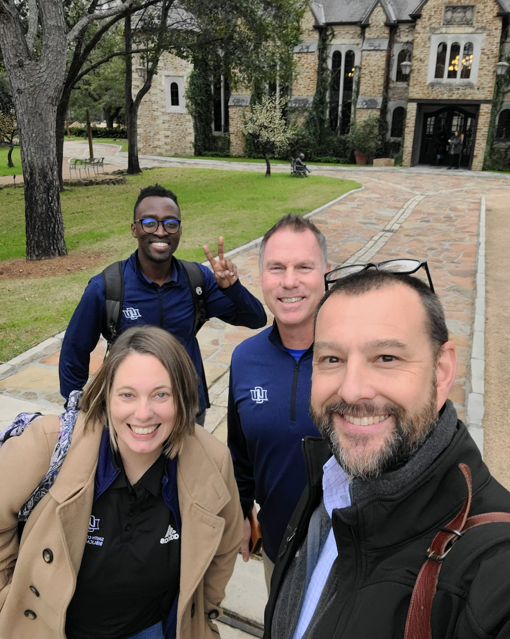 Dr. Rains, Dr. Cary, Dr. Fraze, and LCU grad Dean Mushambangabo in Houston