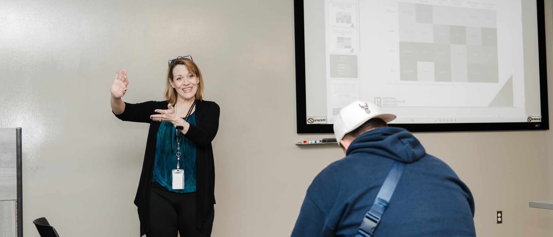 Caren Fullerton giving a lecture.