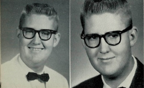 two black and white college yearbook photos of Lynn Sherrod