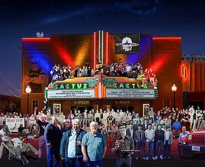 most years of subt members from yearbook photos collaged into one with the backdrop of the cactus theater