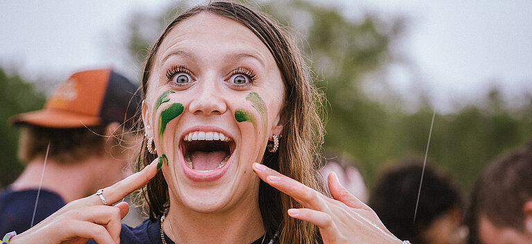 Excited Freshman Student