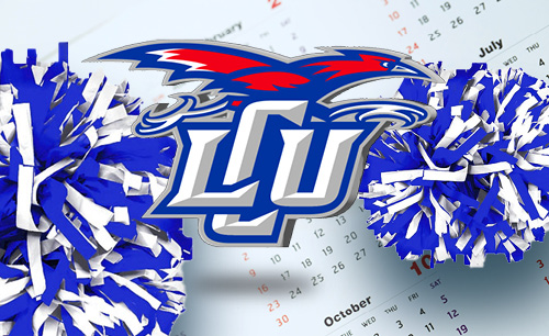 3d LCU logo over pom poms and desk calendar