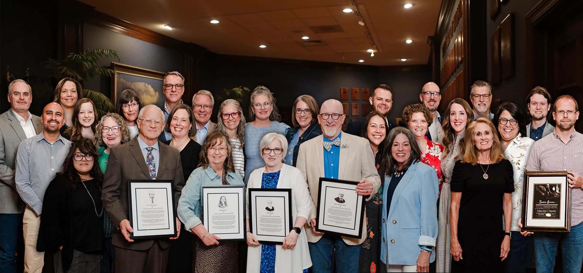 Composite of everyone who received an award at the employee dinner