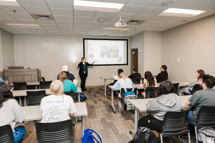 Dr. Fullerton giving a lecture.